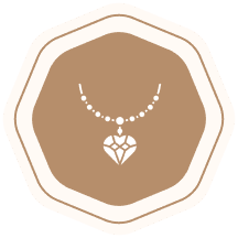 Jewelry necklace icon with heart pendant.