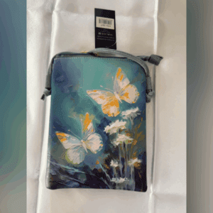 Leather Cross Body purse (White Butterflies)