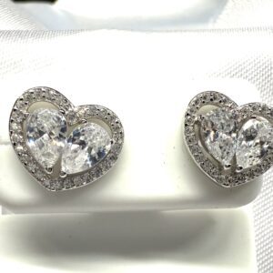 Silver .925 Heart 2 Tear Stud  Earrings