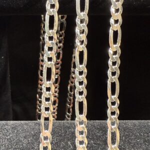 Silver .925 Figaro Chain Necklace 22"
