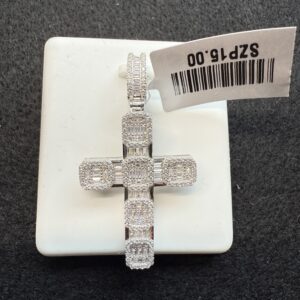 Silver .925 Large Cross w/Squares Deco