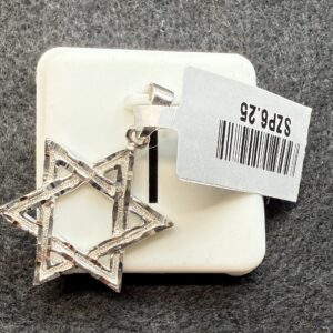 Silver .925 Star of David Pendant Etched